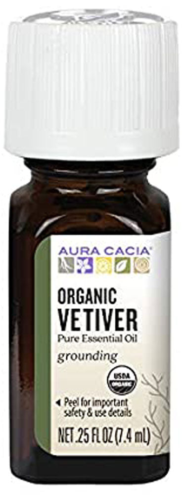 AURA CACIA Vetiver Certified Organic EO (7.4 ml)