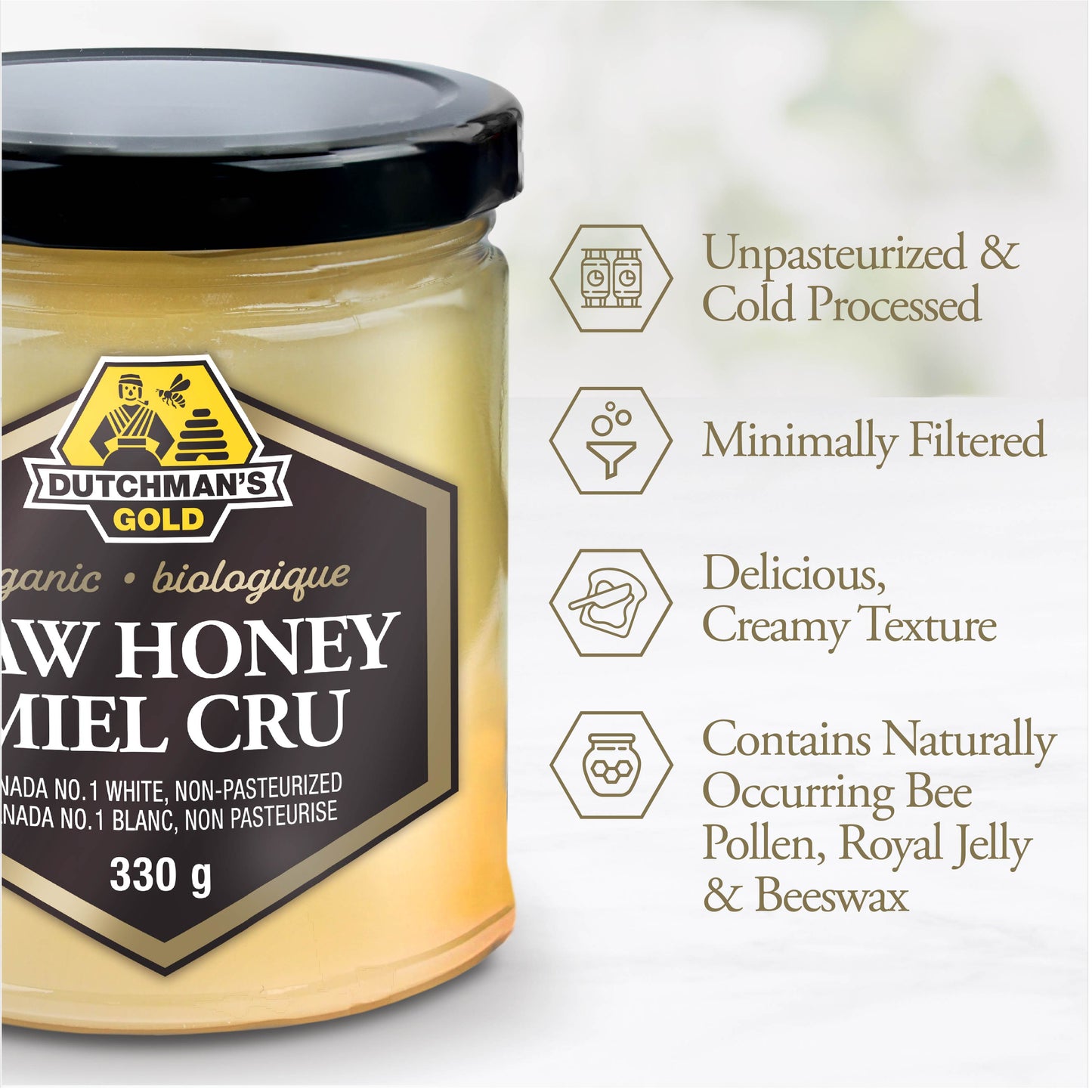 DUTCHMAN'S GOLD Organic Raw Honey 330 g