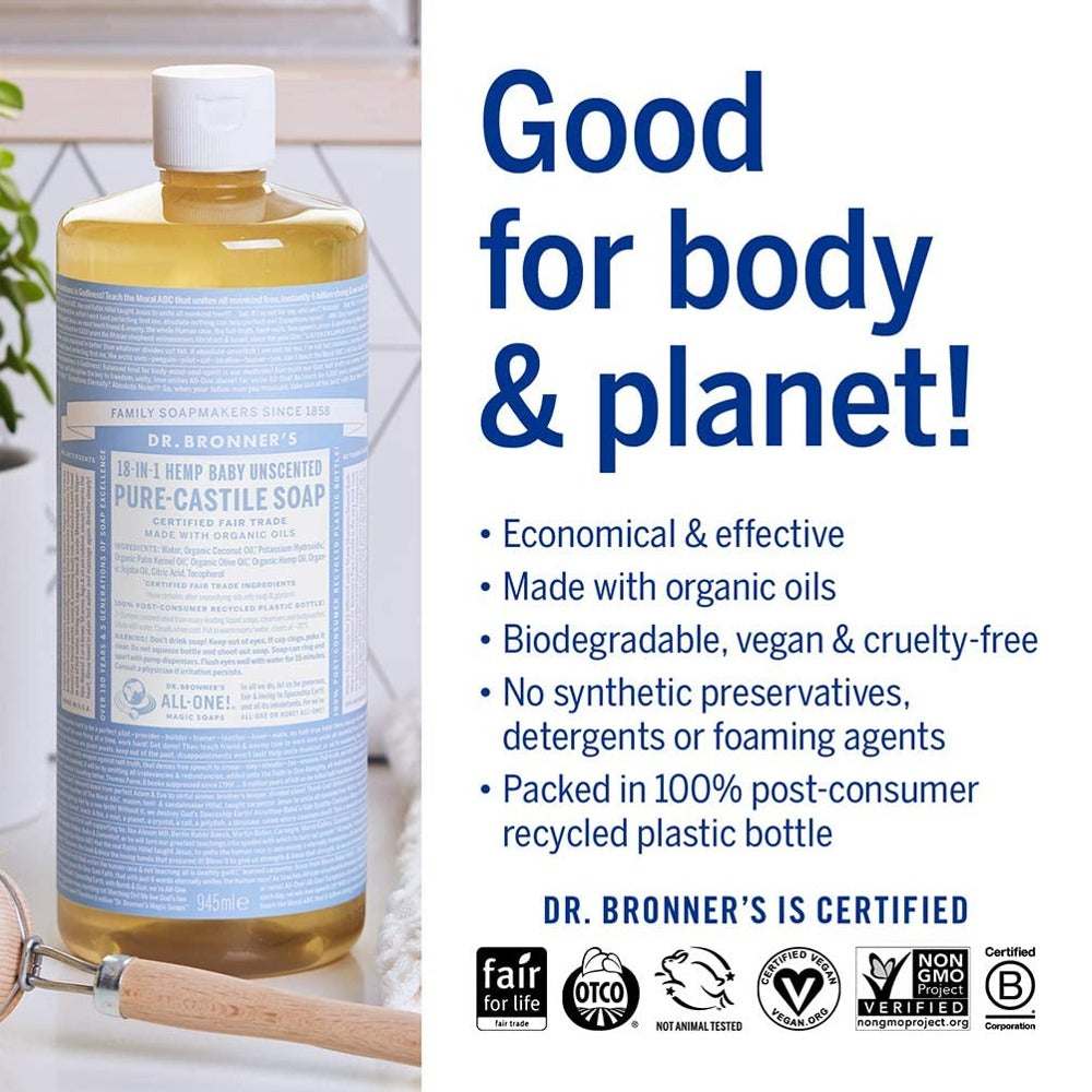 DR BRONNER'S Pure Castile Soap Baby (Unscented - 946 ml)