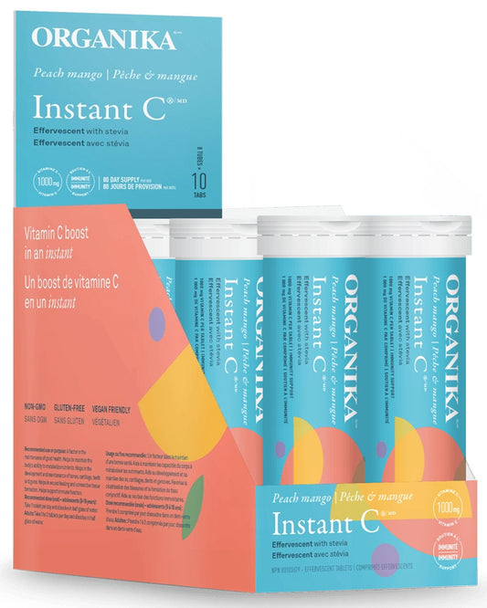 ORGANIKA Instant C 1000 mg (with Stevia - Peach Mango - 8 Tubes of 10 tabs)